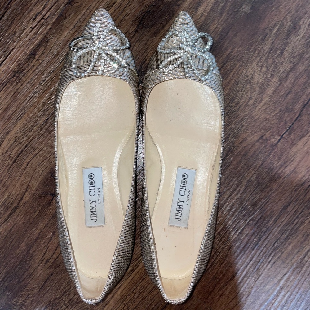 Jimmy Choo Flats with Rhinestone Bow size 35
